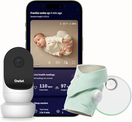 Owlet Dream Bundle 2 Smart Baby Monitor – Dream Sock & Cam 2 with Heart Rate & Oxygen Tracking (Mint)