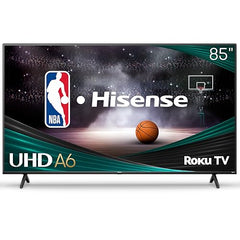 Hisense 85-Inch Class A6 Series 4K UHD Smart Roku TV (85A6NR, 2024 Model) - Dolby Vision HDR, DTS Studio Sound, Game Mode Plus, Alexa Compatibility, Black