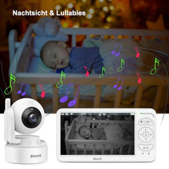 Blemil 6” Split-Screen Baby Monitor – Video Baby Monitor with 2 Cameras, Night Vision & 30-Hour Battery Life