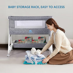 Bellababy Bedside Crib & Changing Table – Adjustable & Foldable Bassinet for Newborns/Infants