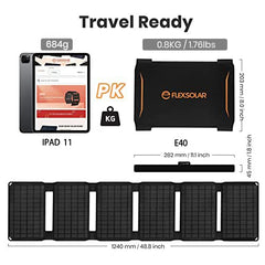 FlexSolar 40W Solar Panel - USB-C, USB-A, Waterproof, Camping, Hiking