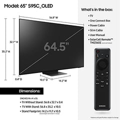 SAMSUNG 65-Inch Class OLED 4K S95C Series Quantum HDR Smart TV w/Dolby Atmos, Object Tracking Sound+, Q Symphony, Motion Xcelerator Turbo Pro, Gaming Hub, Alexa Built-in (QN65S95C), Titan Black