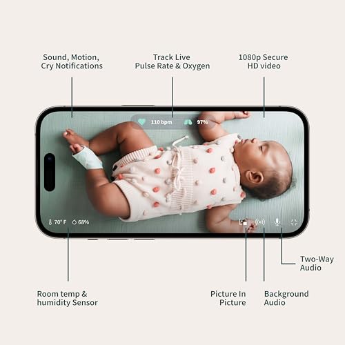 Owlet Dream Bundle 2 Smart Baby Monitor – Dream Sock & Cam 2 with Heart Rate & Oxygen Tracking (Mint)