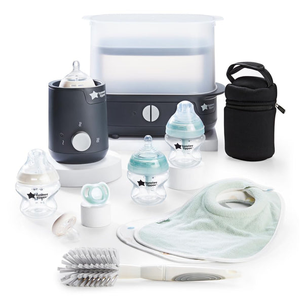 Tommee Tippee Complete Feeding Set – Electric Steam Steriliser, Bottle Warmer & Newborn Bottles (Black)