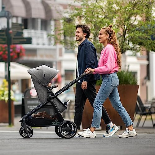 Maxi-Cosi Zelia S Trio 3-in-1 Travel System – Foldable Baby Stroller with Car Seat & Nursery Bag (Grey)