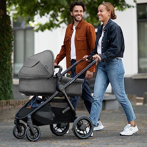 Maxi-Cosi Zelia S Trio 3-in-1 Travel System – Foldable Baby Stroller with Car Seat & Nursery Bag (Grey)