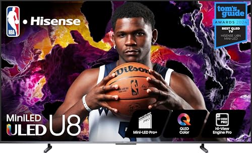 Hisense 100-Inch Class U8 Series Mini-LED ULED 4K UHD Google Smart TV (100U8K) - QLED, 480 Motion Rate, 144Hz Game Mode Pro, Dolby Vision IQ, HDMI 2.1, Alexa Compatibility, 2.1.2 Multi-Channel Audio