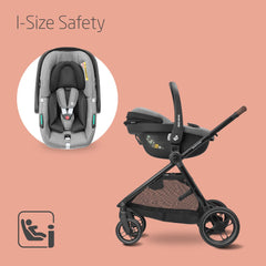 Maxi-Cosi Zelia S Trio 3-in-1 Travel System – Foldable Baby Stroller with Car Seat & Nursery Bag (Grey)