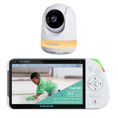 Babysense 5.5” 1080p HD Video Baby Monitor – Split-Screen, PTZ Camera, Two-Way Audio & Night Light (300m Range)