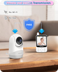 HelloBaby Video Baby Monitor – 29-Hour Battery, Night Vision, No WiFi, Remote Pan/Tilt Camera & Two-Way Talk