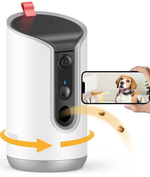 TKENPRO 2K Pet Camera - Treat Dispenser, 360° View, Motion Alerts, App