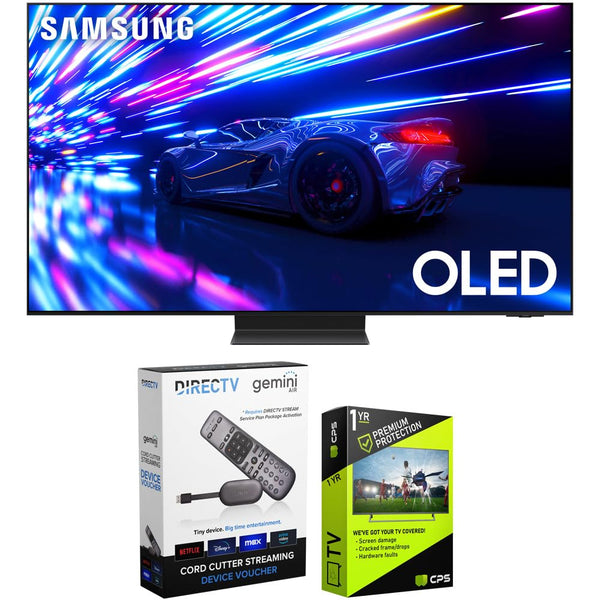 SAMSUNG QN55S95DAFXZA S95D 55 inch HDR OLED Smart TV (2024 Model) Bundle with Redeemable DIRECTV Gemini Air Streaming Device and 1 YR CPS Enhanced Protection Pack