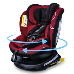 Reecle 360 Swivel Car Seat – Group 0+1/2/3 ISOFIX Baby Car Seat for 0-12 Years (Red)