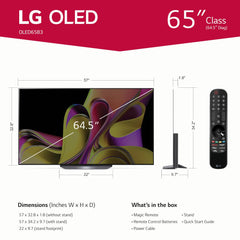 LG B3 Series 65-Inch Class OLED Smart TV OLED65B3PUA, 2023 - AI-Powered 4K TV, Alexa Built-in,Black