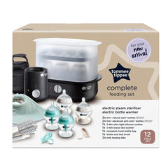 Tommee Tippee Complete Feeding Set – Electric Steam Steriliser, Bottle Warmer & Newborn Bottles (Black)