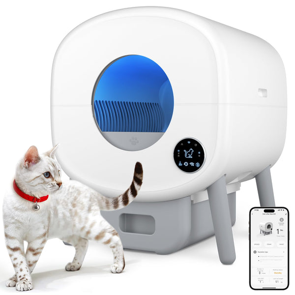 Cumrige 95L Self Cleaning Litter Box - App Control, Safety, Garbage Bags