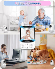 HelloBaby Video Baby Monitor – 29-Hour Battery, Night Vision, No WiFi, Remote Pan/Tilt Camera & Two-Way Talk