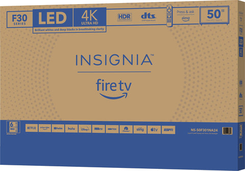 INSIGNIA 50-inch Class F30 Series LED 4K UHD Smart Fire TV with Alexa Voice Remote (NS-50F301NA24)