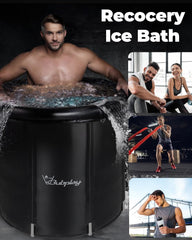 XL Ice Bath Tub - 105 Gal, Cold Plunge, Recovery, Inflatable, Black