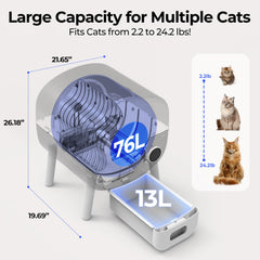 Fsitego Self Cleaning Cat Litter Box - App Control, Odor-Free, Extra Large