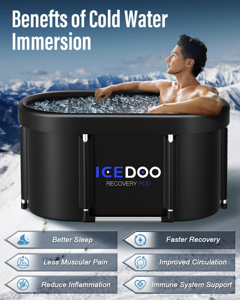 Wxtkkom Ice Bath Tub - 129 Gal, Collapsible, Cold Plunge, Cover Included