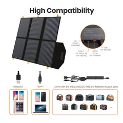 FlexSolar 60W Solar Panel - QC3.0, USB-C, IP65 Waterproof, Camping, Emergency