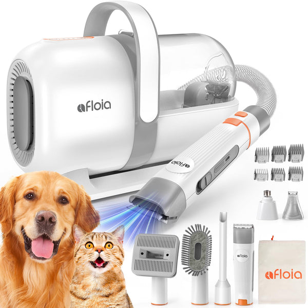 Afloia Dog Grooming Kit - Vacuum, Clippers, Brush, 6 Tools, Low Noise