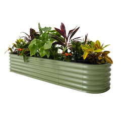 Vego 9-in-1 8ft x 2ft Metal Raised Garden Bed Kit, 17" Tall, Olive Green