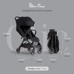 Silver Cross Clic Compact Stroller – Lightweight, Foldable Pushchair for Travel (Space)