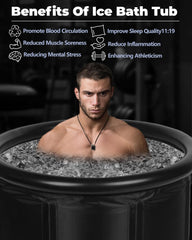 XL Ice Bath Tub - 105 Gal, Cold Plunge, Recovery, Inflatable, Black