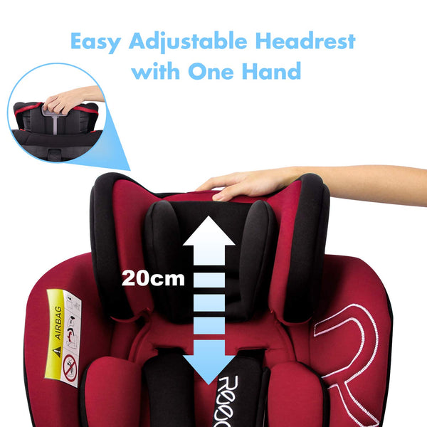 Reecle 360 Swivel Car Seat – Group 0+1/2/3 ISOFIX Baby Car Seat for 0-12 Years (Red)