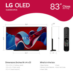 LG 83-Inch Class OLED evo C4 Series Smart TV 4K Processor Flat Screen with Magic Remote AI-Powered with Alexa Built-in (OLED83C4PUA, 2024)