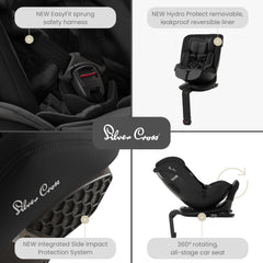 Silver Cross Motion All Size 360 Car Seat – ISOFIX & 5-Point Safety Harness for Newborns to 12 Years