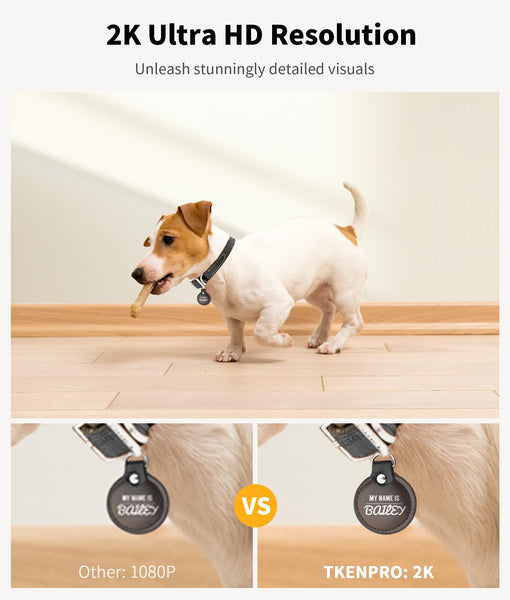 TKENPRO 2K Pet Camera - Treat Dispenser, 360° View, Motion Alerts, App