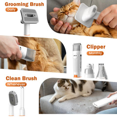 Afloia Dog Grooming Kit - Vacuum, Clippers, Brush, 6 Tools, Low Noise