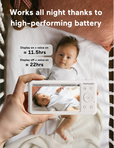 Momcozy 5” HD Video Baby Monitor – 1080P Camera, Night Vision, Two-Way Audio & 5000mAh Battery