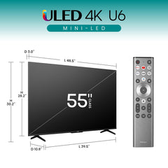 Hisense U6 Series 55U6N 55 Inches ULED 4K Smart TV