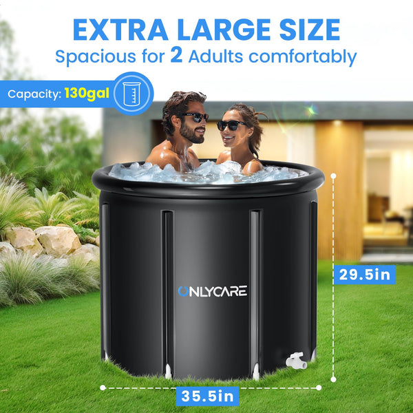 ONLYCARE Ice Bath Tub - XXL 130 Gal, Cold Plunge, Portable, Cover