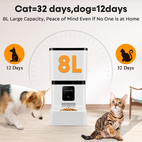 Automatic Dog Feeder - 33 Cups, 5G App Control, HD Camera, Timed Feeding