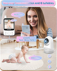 HelloBaby Video Baby Monitor – 29-Hour Battery, Night Vision, No WiFi, Remote Pan/Tilt Camera & Two-Way Talk