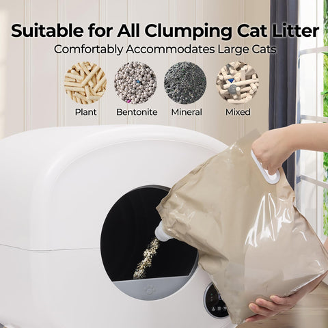 Fsitego Self Cleaning Cat Litter Box - App Control, Odor-Free, Extra Large