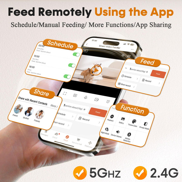 Automatic Dog Feeder - 33 Cups, 5G App Control, HD Camera, Timed Feeding