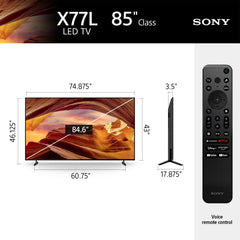 Sony 85 Inch 4K Ultra HD TV X77L Series: LED Smart Google TV KD85X77L- Latest Model, Black