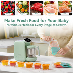 Chefhandy 5-in-1 Baby Food Maker – Steamer, Blender & Bottle Warmer with Auto Cooking & Touchscreen (Green)