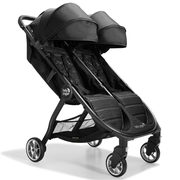 Baby Jogger City Tour 2 Double Stroller – Lightweight & Compact Travel Pushchair (Pitch Black)