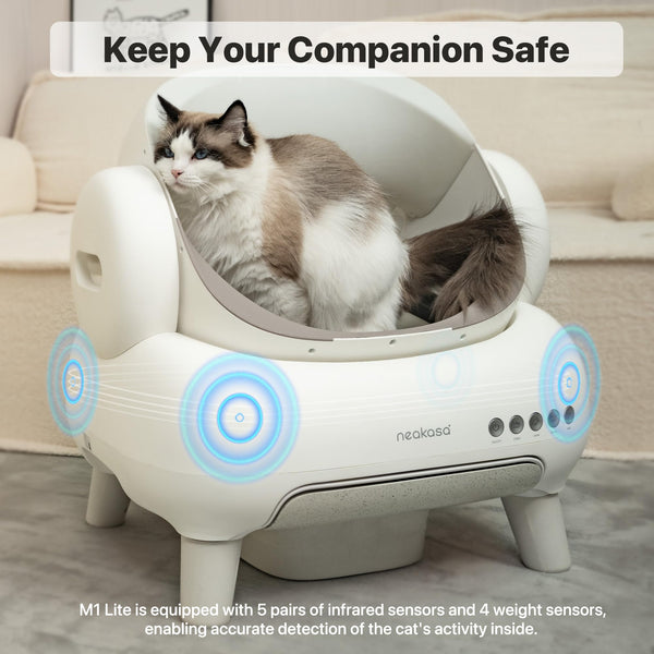 Neakasa M1 Lite Self-Cleaning Cat Litter Box, APP Control, Safety, Waste Bag