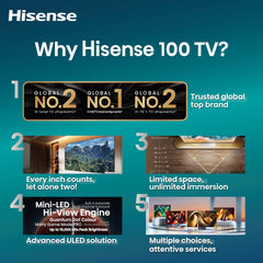 Hisense 100-Inch Class U7 Series ULED 4K UHD Google Smart TV (100U76N, 2024 Model) - QLED, Native 144Hz, Dolby Vision, Full Array Local Dimming, Game Mode Pro, Alexa Compatibility