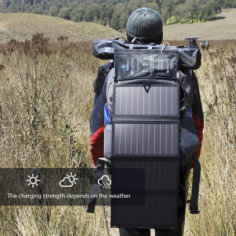 BigBlue 28W Solar Charger - 3 USB Ports, IPX4 Waterproof, Camping, Phones