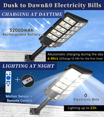 Y-5200W Solar Street Lights - 520000LM, Motion Sensor, Remote, Waterproof