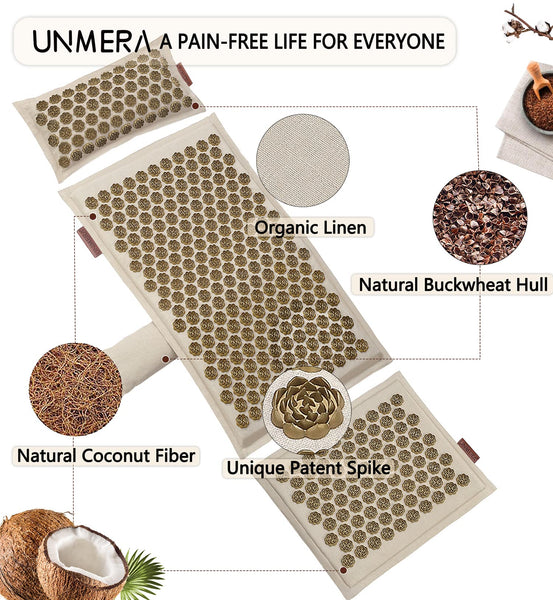 UNMERA Acupressure Mat & Pillow Set - Pain Relief, FSA/HSA Eligible, Bag